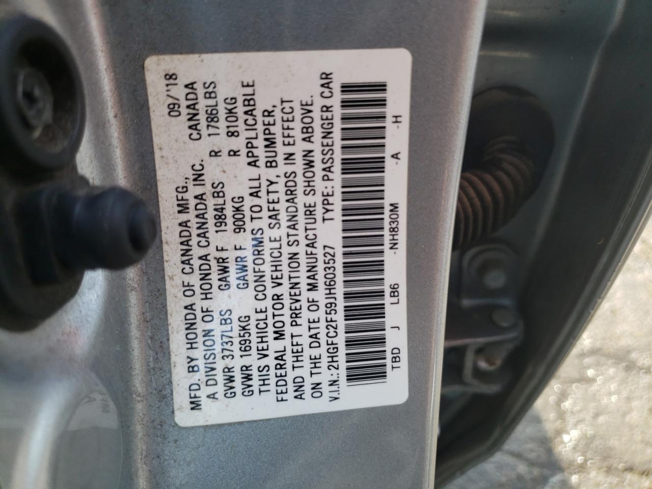 Lot #2952876933 2018 HONDA CIVIC LX