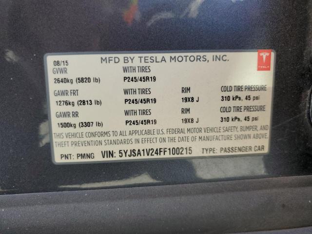 2015 TESLA MODEL S 90 - 5YJSA1V24FF100215