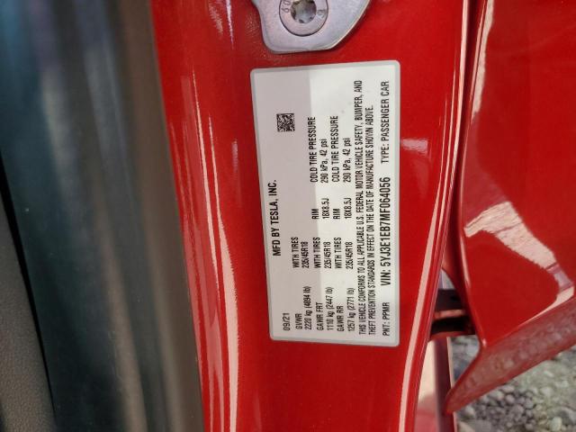 2021 TESLA MODEL 3 - 5YJ3E1EB7MF064056