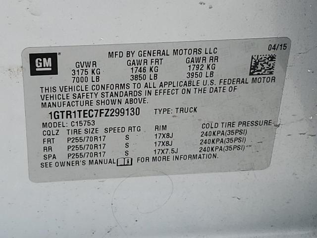 2015 GMC SIERRA C15 1GTR1TEC7FZ299130  68734784