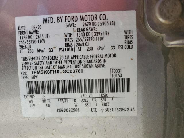 VIN 1FMSK8FH6LGC03769 2020 Ford Explorer, Limited no.13