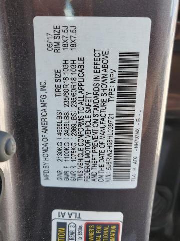 2017 HONDA CR-V TOURI - 5J6RW2H98HL039721