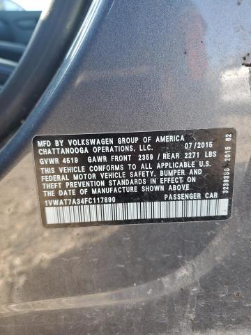 2015 VOLKSWAGEN PASSAT S - 1VWAT7A34FC117890