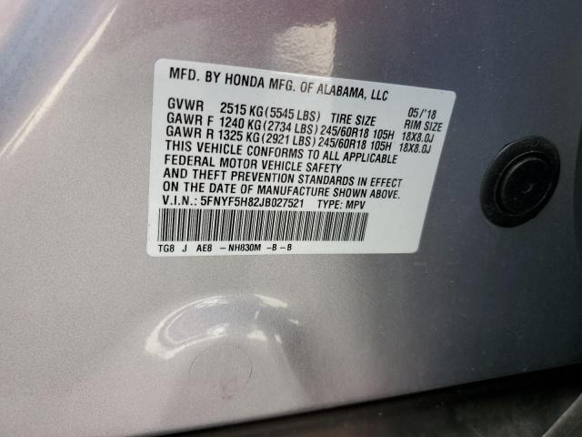 2018 HONDA PILOT EXL - 5FNYF5H82JB027521