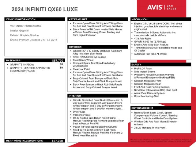 2024 INFINITI QX60 LUXE - 5N1DL1FS1RC338456