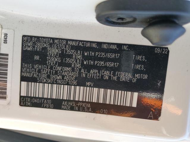 VIN 5TDKSKFC1NS071096 2022 Toyota Sienna, LE no.13