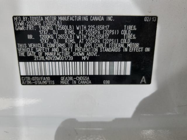 VIN 2T3YL4DV2DW001739 2013 Toyota RAV4 no.13