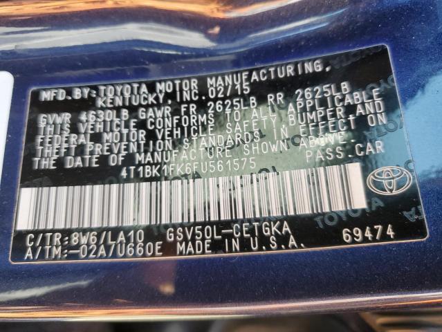 VIN 4T1BK1FK6FU561575 2015 Toyota Camry, Xse no.12