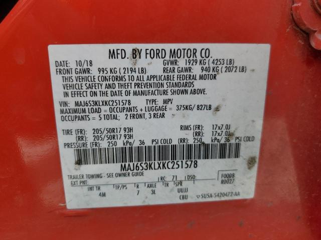 2019 FORD ECOSPORT T - MAJ6S3KLXKC251578