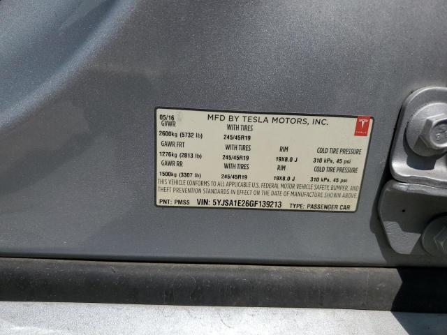 2016 TESLA MODEL S - 5YJSA1E26GF139213