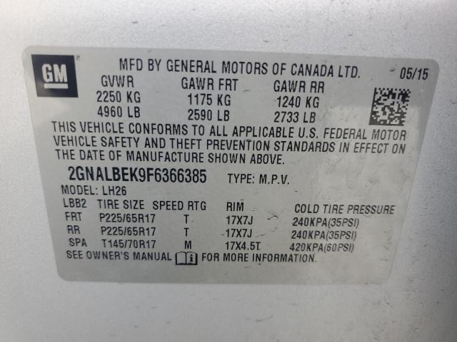 2015 CHEVROLET EQUINOX LT - 2GNALBEK9F6366385