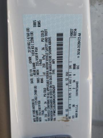 2019 FORD ESCAPE TIT - 1FMCU0J98KUC58207