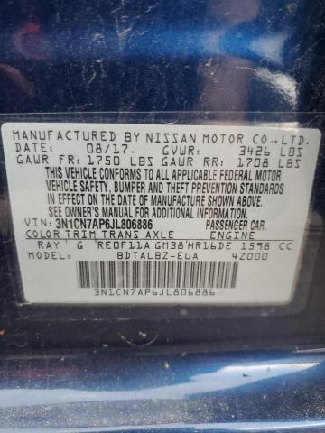 2018 NISSAN VERSA S - 3N1CN7AP6JL806886