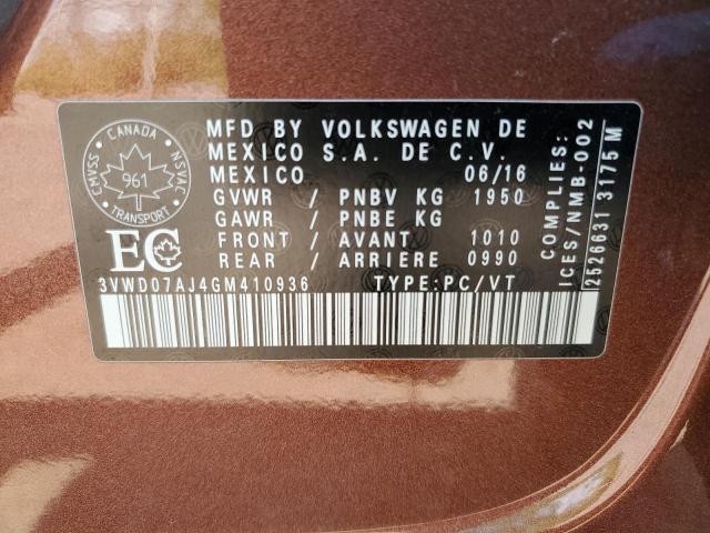 2016 VOLKSWAGEN JETTA COMF 3VWD07AJ4GM410936