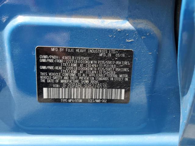 2016 SUBARU CROSSTREK - JF2GPABC3G8274636