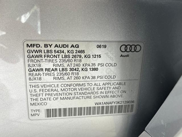 VIN WA1ANAFY3K2129036 2019 Audi Q5, Premium no.10