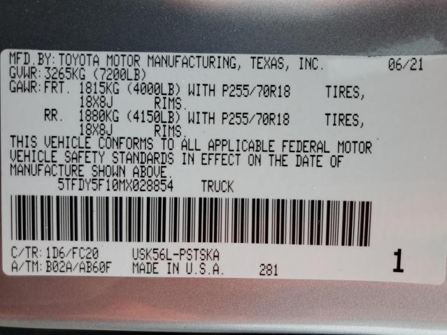 2021 TOYOTA TUNDRA CRE - 5TFDY5F10MX028854