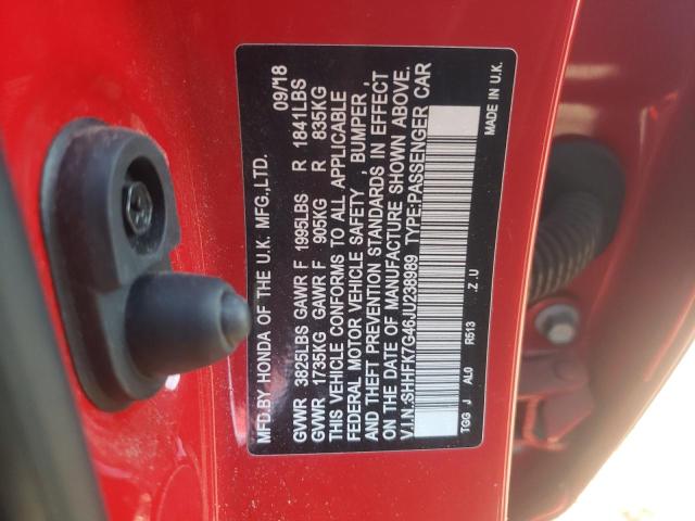 2018 HONDA CIVIC SPOR - SHHFK7G46JU238989