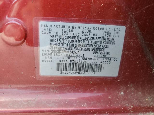 VIN 3N1CN7AP9KL835557 2019 Nissan Versa, S no.13