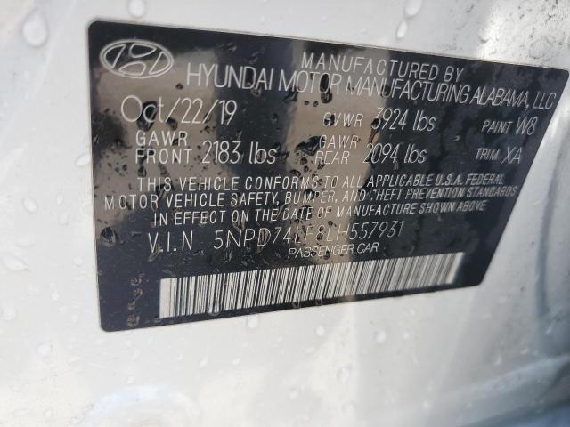 VIN 5NPD74LF8LH557931 2020 Hyundai Elantra, SE no.12