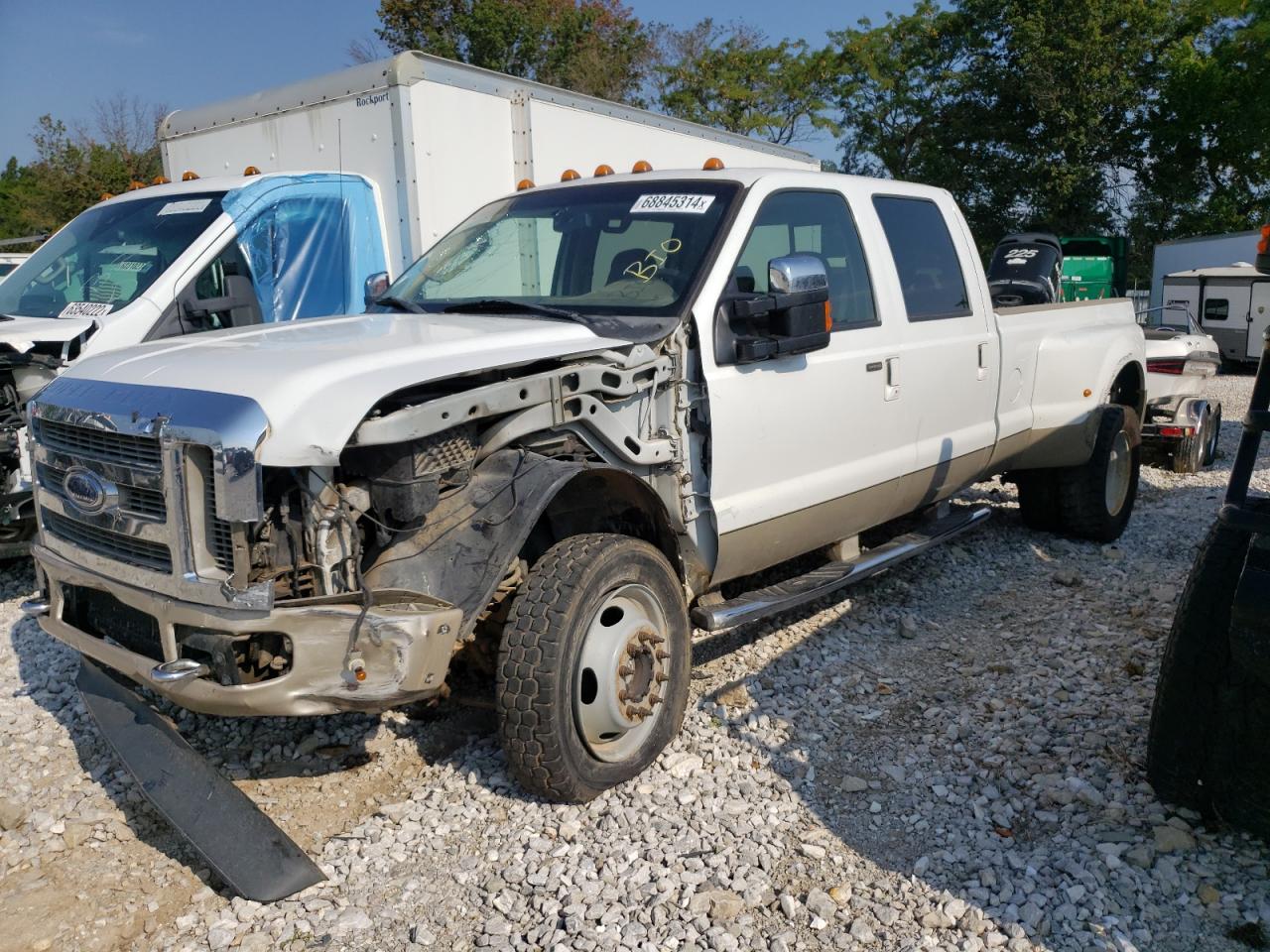 FORD F450 SUPER 2008 white crew pic diesel 1FTXW43R78ED59892 photo #1