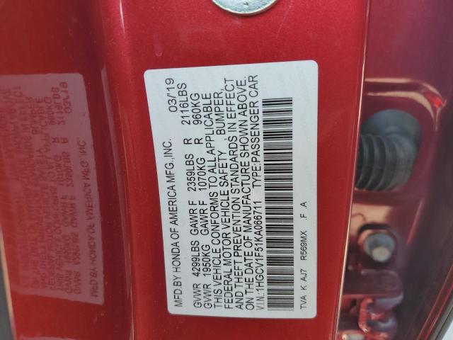 2019 HONDA ACCORD EXL - 1HGCV1F51KA066711