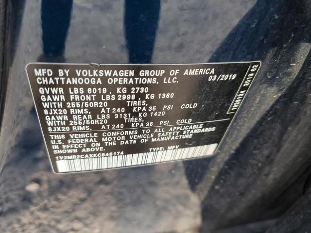 VIN 1V2MR2CAXKC548174 2019 Volkswagen Atlas, Sel no.14