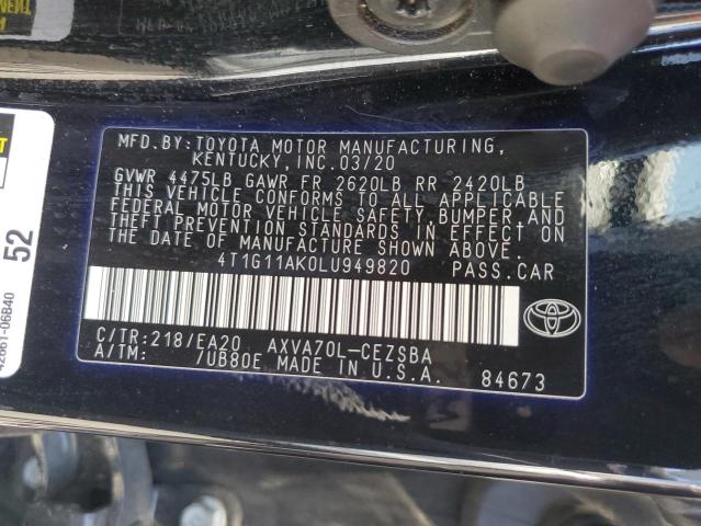 VIN 4T1G11AK0LU949820 2020 Toyota Camry, SE no.12