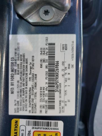 VIN 3FA6P0T90KR269866 2019 Ford Fusion, SE no.12