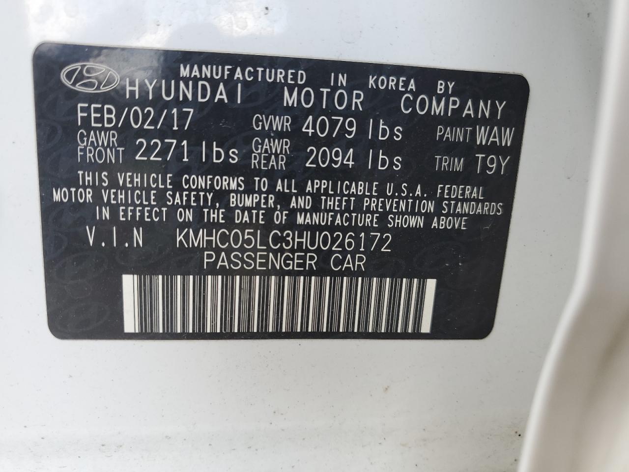 Lot #2793816569 2017 HYUNDAI IONIQ LIMI