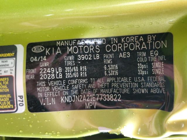 VIN KNDJN2A21E7733822 2014 KIA Soul no.12