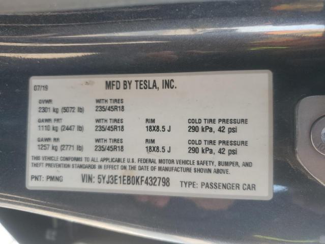 2019 TESLA MODEL 3 - 5YJ3E1EB0KF432798