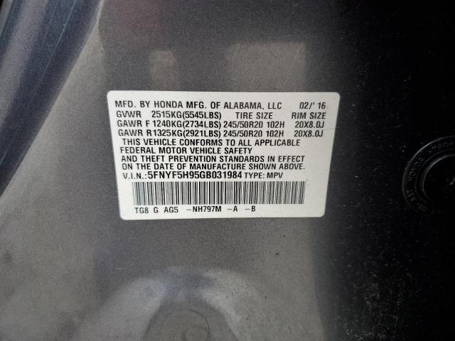 2016 HONDA PILOT TOUR - 5FNYF5H95GB031984