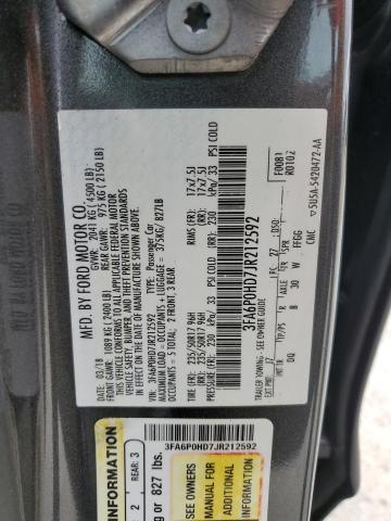 VIN 3FA6P0HD7JR212592 2018 Ford Fusion, SE no.12