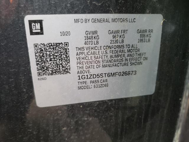 2021 CHEVROLET MALIBU LT - 1G1ZD5ST6MF026873