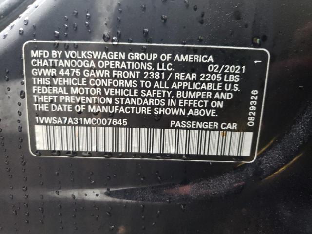 2021 VOLKSWAGEN PASSAT SE - 1VWSA7A31MC007645