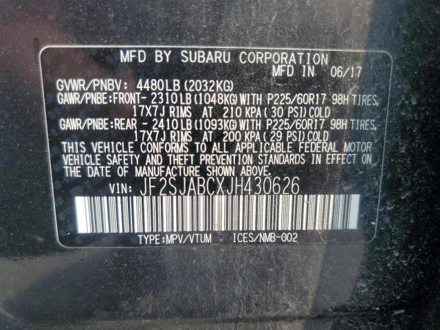2018 SUBARU FORESTER 2 - JF2SJABCXJH430626
