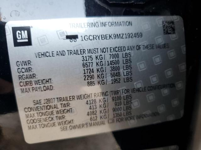 2021 CHEVROLET SILVERADO - 1GCRYBEK9MZ192459