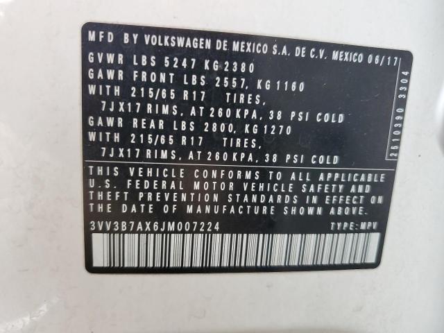 2018 VOLKSWAGEN TIGUAN SE - 3VV3B7AX6JM007224