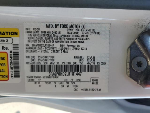 VIN 3FA6P0HD2LR181447 2020 Ford Fusion, SE no.12