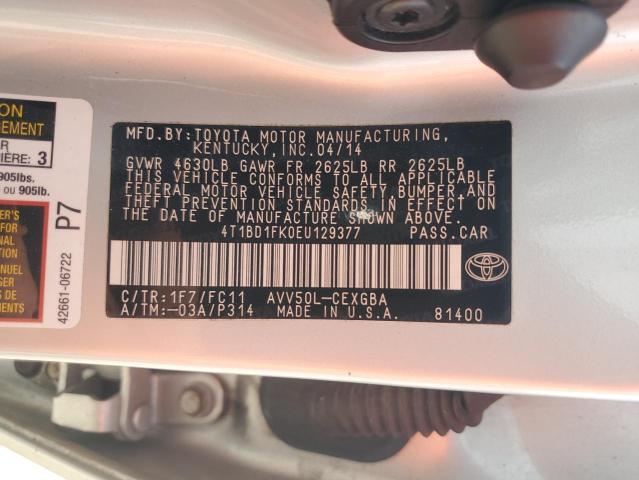 VIN 4T1BD1FK0EU129377 2014 Toyota Camry, Hybrid no.13