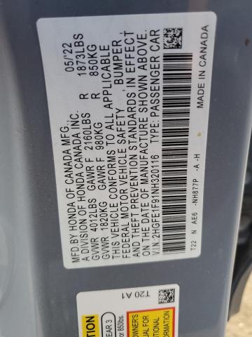 2022 HONDA CIVIC TOUR - 2HGFE1F91NH320116