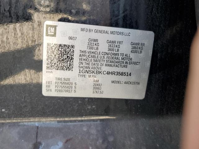 1GNSKBKC4HR358514 2017 CHEVROLET TAHOE