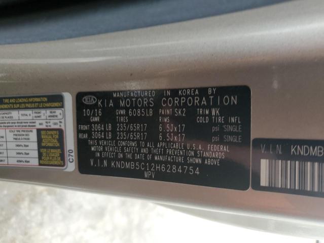 VIN KNDMB5C12H6284754 2017 KIA Sedona, LX no.12