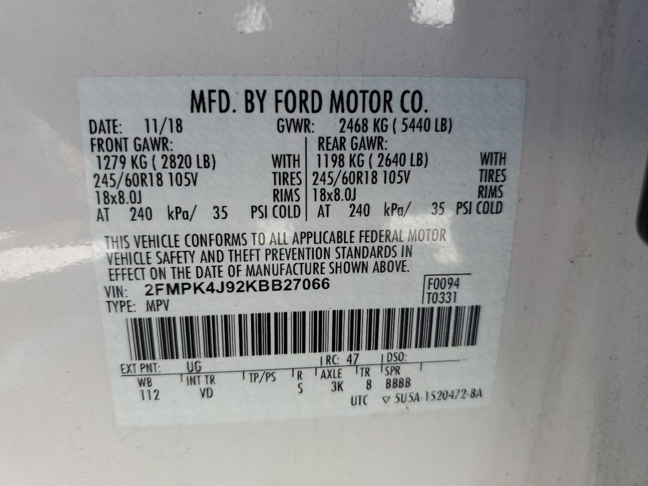 Lot #3024924400 2019 FORD EDGE SEL