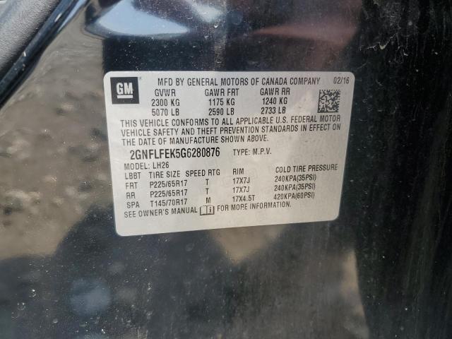 2016 CHEVROLET EQUINOX LT - 2GNFLFEK5G6280876