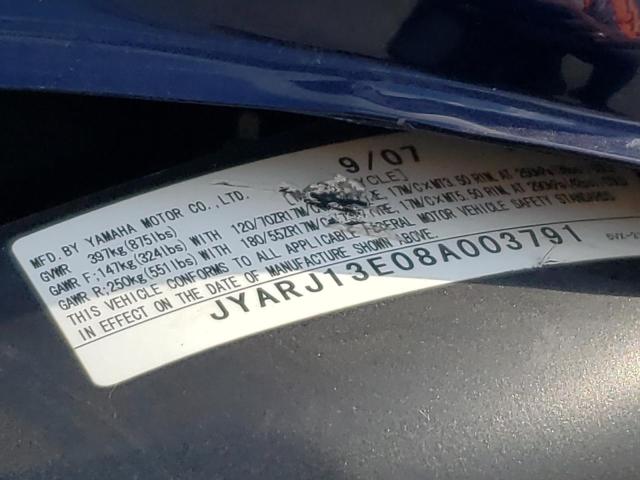 2008 YAMAHA FZ6 SHG JYARJ13E08A003791