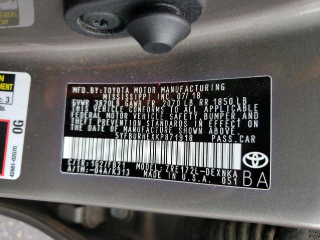 2019 TOYOTA COROLLA L - 5YFBURHEXKP871918