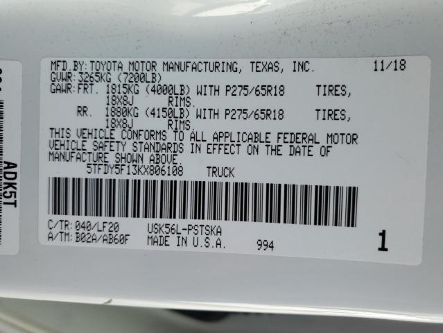 2019 TOYOTA TUNDRA - 5TFDY5F13KX806108