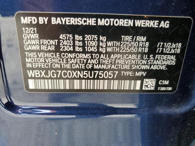 VIN WBXJG7C0XN5U75057 2022 BMW X1, Sdrive28I no.14